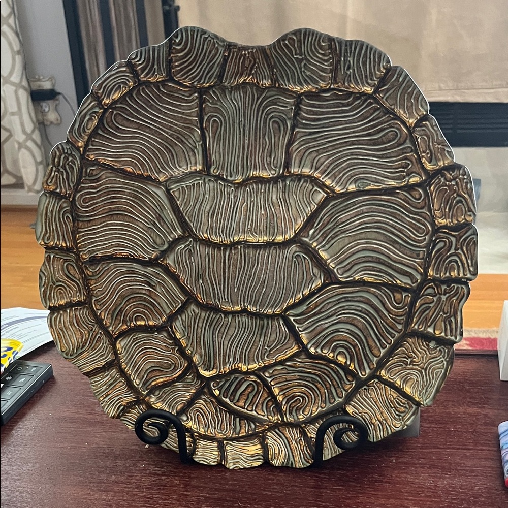 VIETRI SIGNED TORTOISE Platter 12.5” Decorative HTF